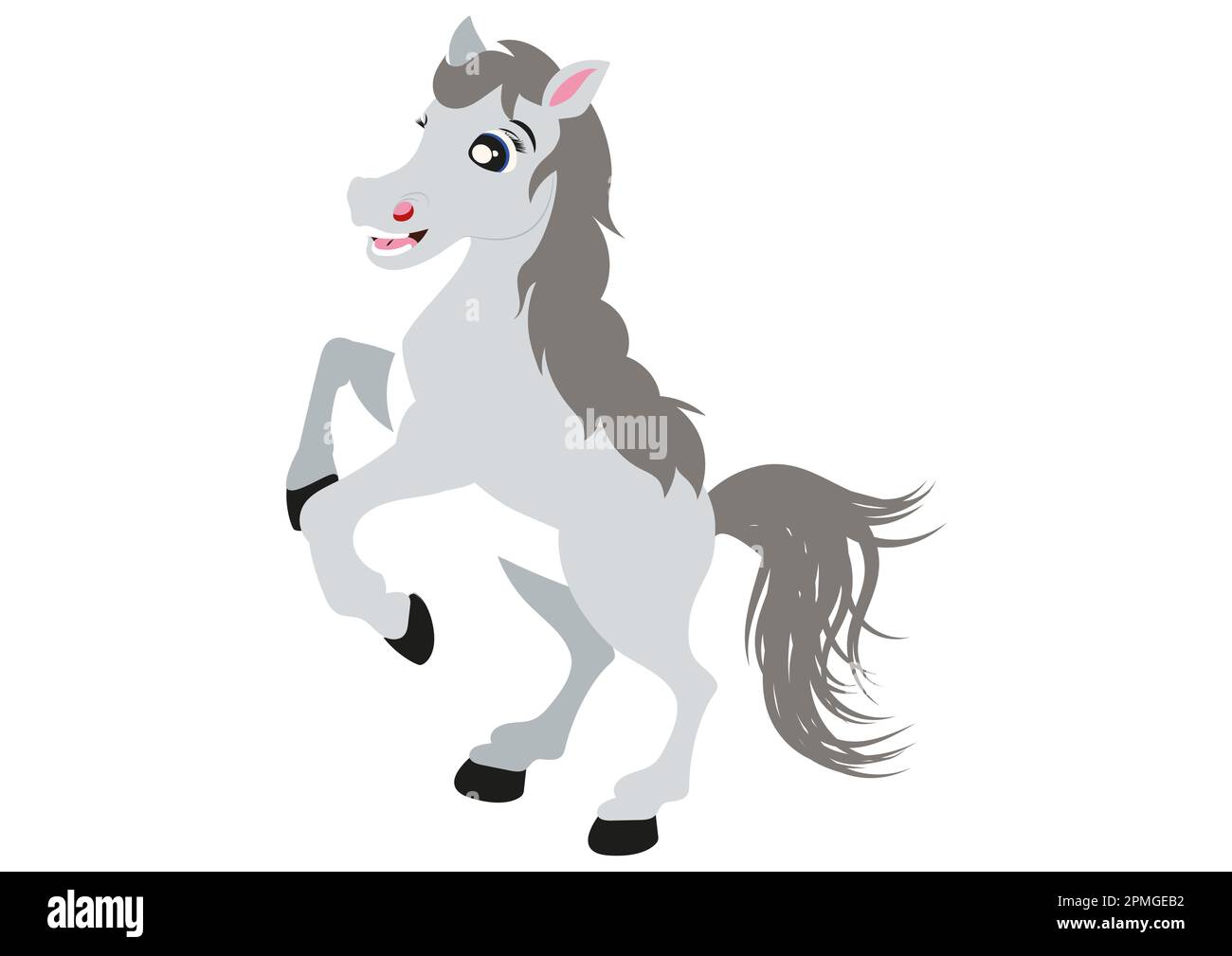 Cartone animato White Horse. Cavallo vettore Illustrazione Vettoriale