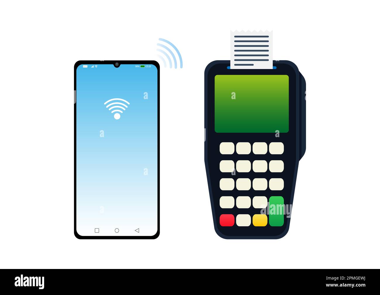 Pagamento mobile senza contatto. POS e pagamento mobile Illustrazione Vettoriale