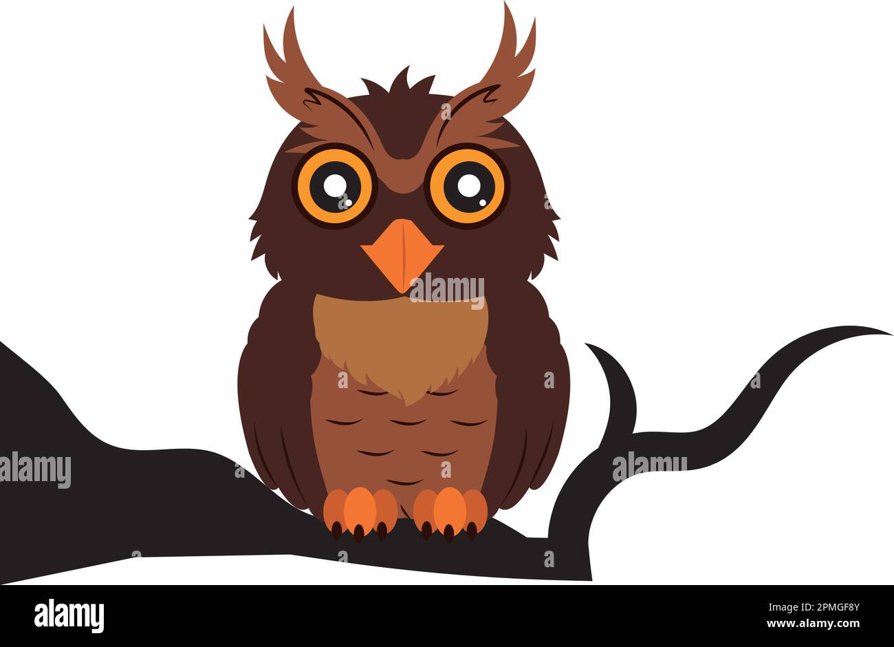 Clipart Owl seduto su un ramo d'albero Illustrazione Vettoriale