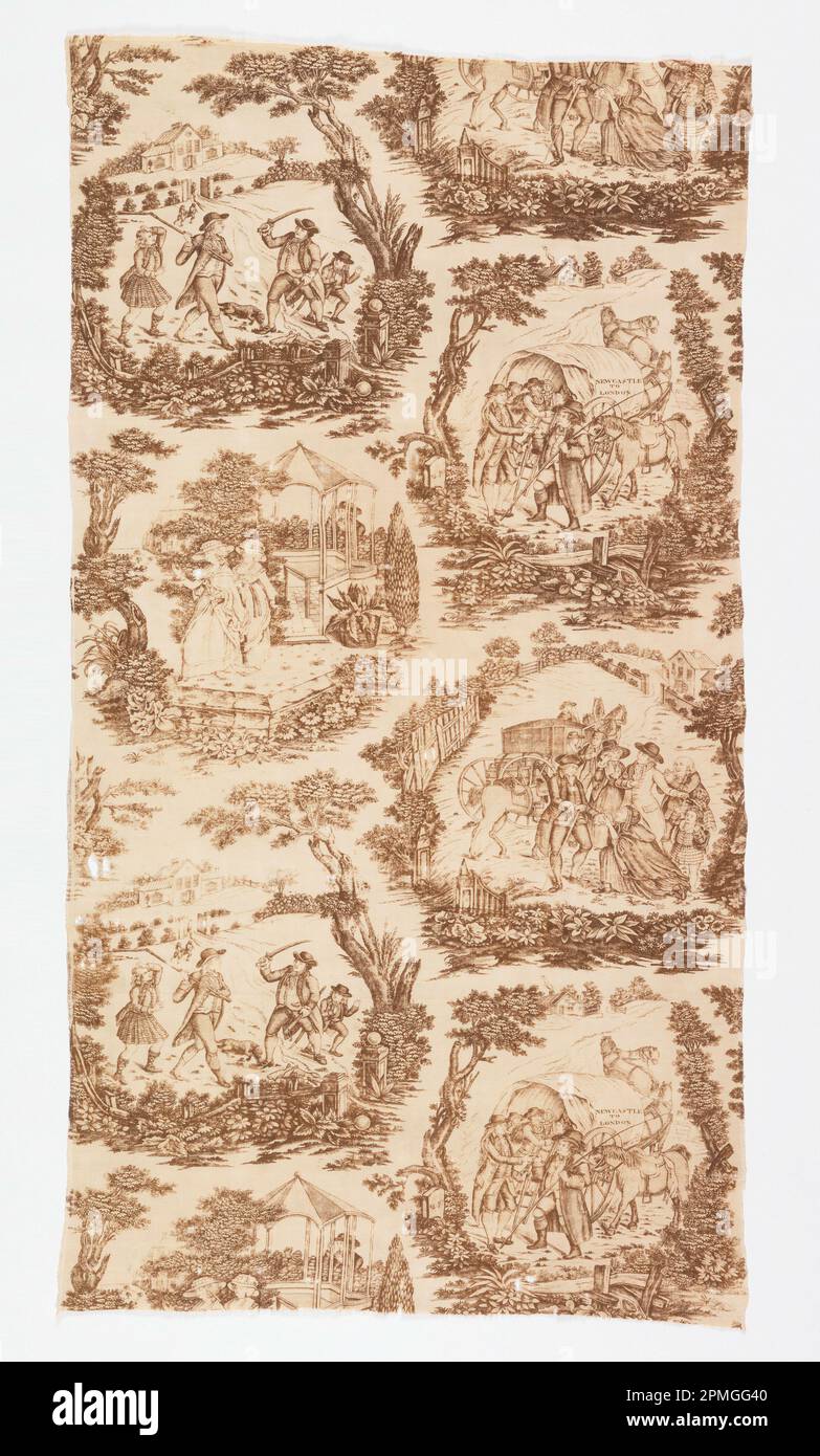 Tessile (Inghilterra); ordito di lino, trama di cotone; ordito x trama: 135,3 x 73 cm (53 1/4 x 28 3/4 pollici) Ripetere H: 77,5 cm (30 1/2 poll.) Foto Stock