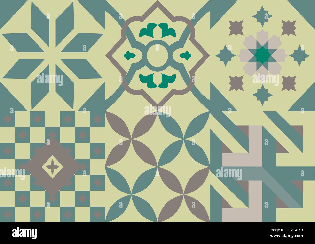 Forme geometriche - sei forme diverse, Mosaico Illustrazione Vettoriale