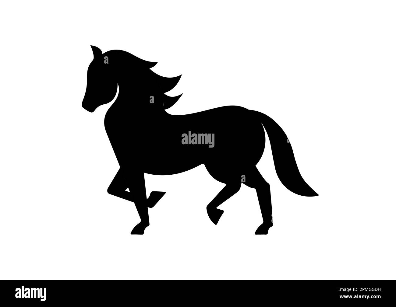 Cavallo icona Flat Design vettore. Silhouette nera di Un cavallo Illustrazione Vettoriale