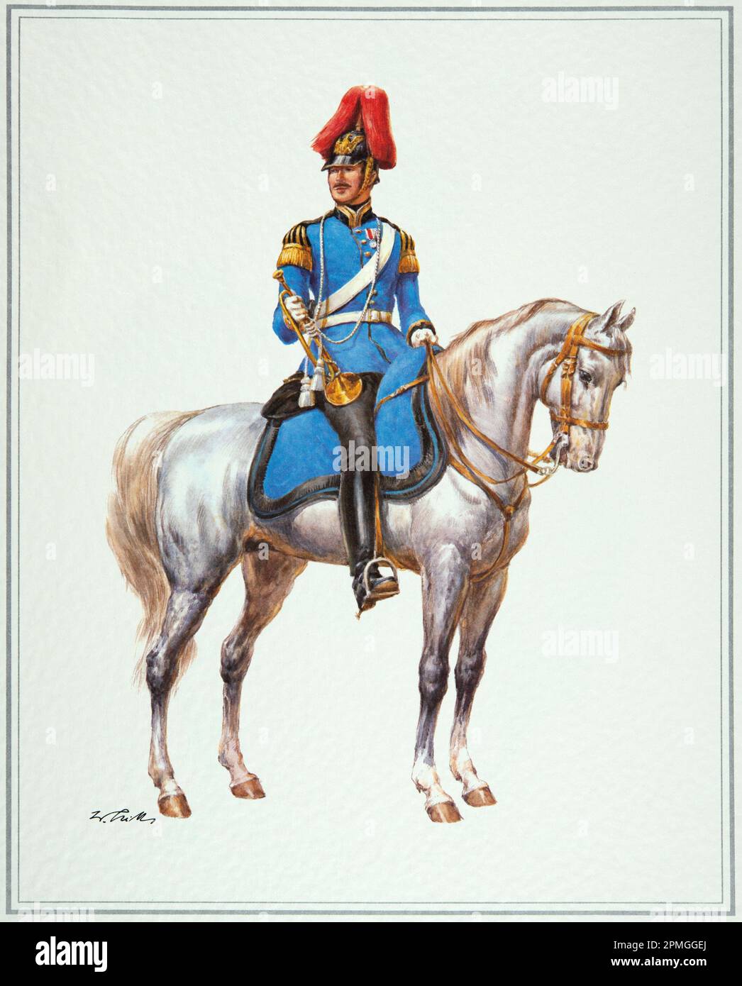 Trombettista del 2nd° reggimento del Dragone di Brandeburgo intorno al 1870 Foto Stock