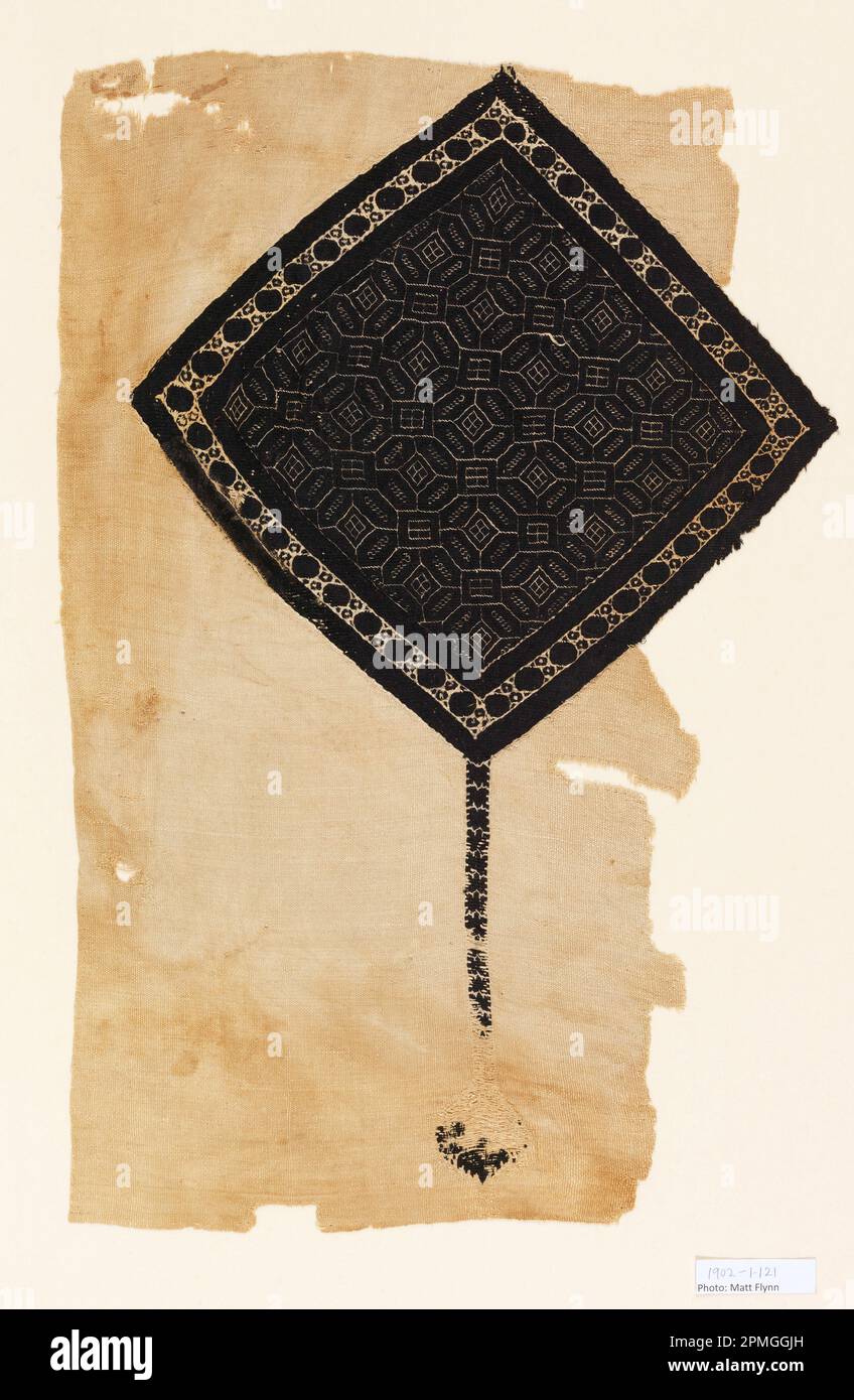 Square (Egitto); ordito; s-filato lino. Trame; lino s-spun, lane s-spun; ordito x trama: 60 x 39,4 cm (23 5/8 x 15 1/2 pollici) Foto Stock