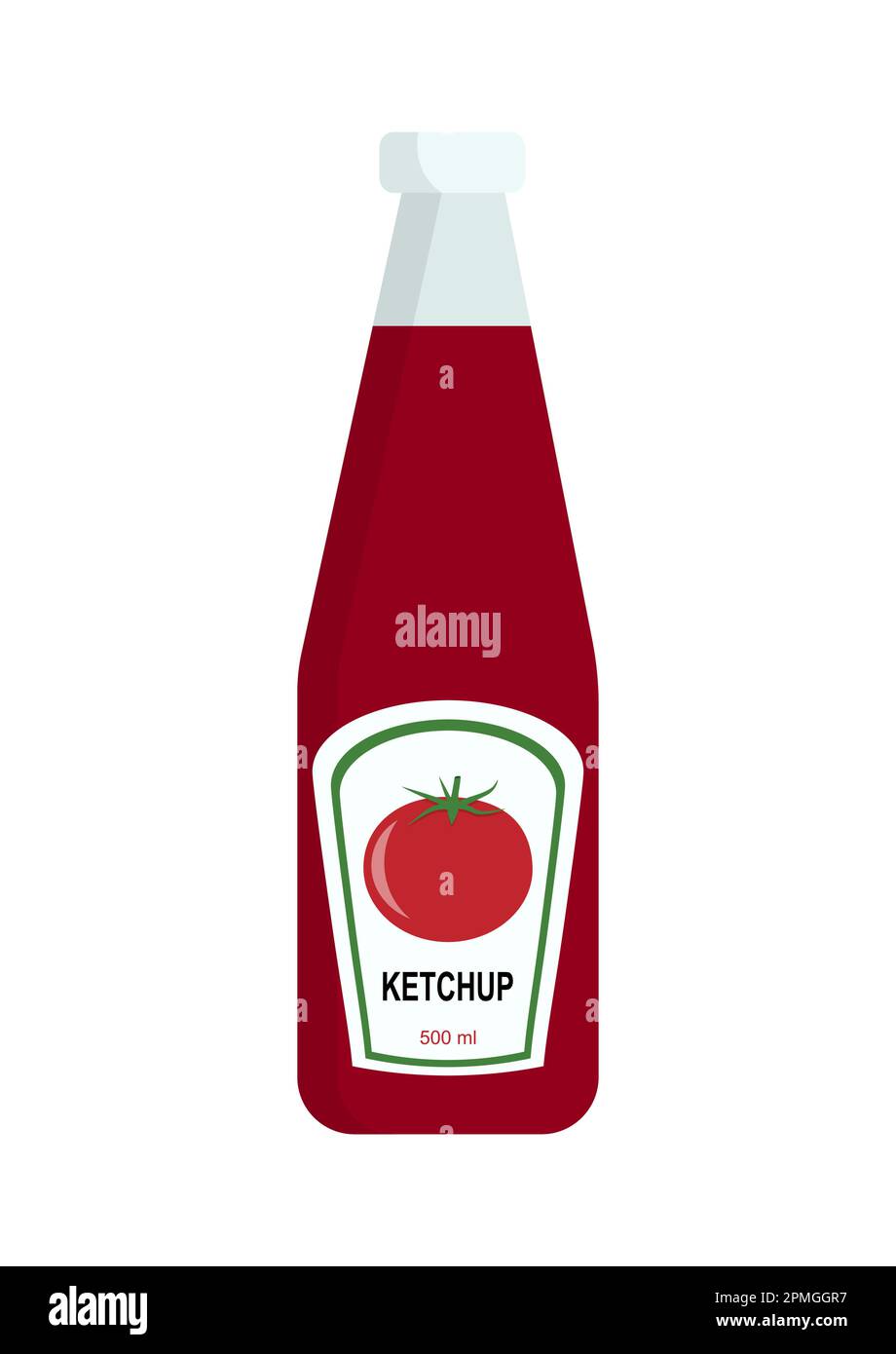 Bottiglia per ketchup isolata su sfondo bianco. Icona ketchup vettoriale, design piatto Illustrazione Vettoriale