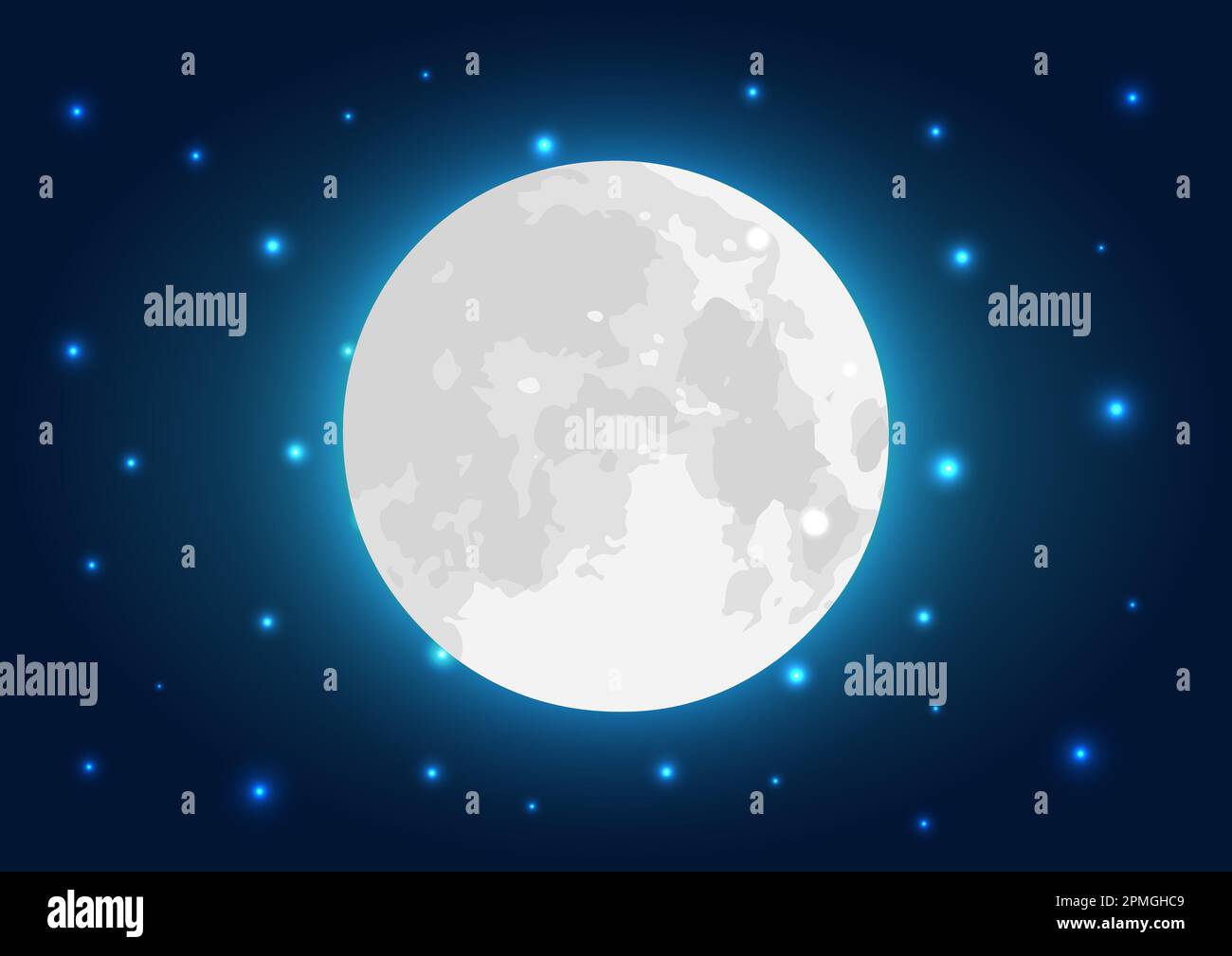 Full Moon su Dark Blue Night Sky Vector Illustrazione Vettoriale
