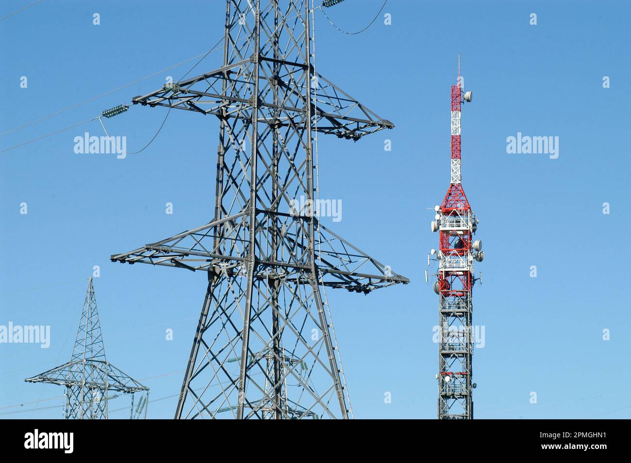 Centrale di distribuzione TERNA a Rondissone (Torino) Foto Stock