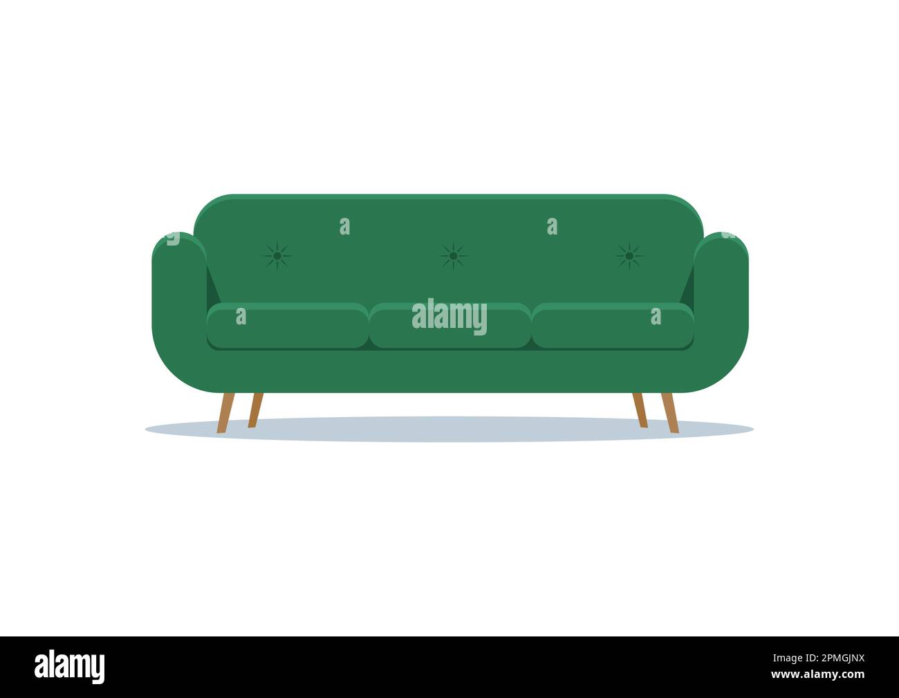 Moderno divano verde in stile piatto Illustrazione Vettoriale