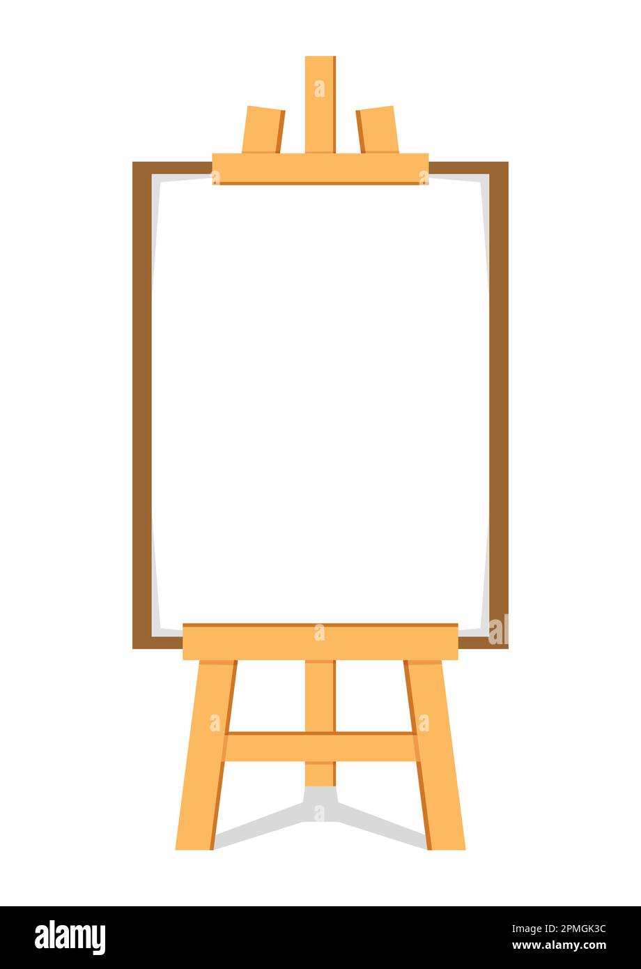 Dipingere cavalletto in legno isolato su sfondo bianco. Cavalletto in legno vettoriale con tela Illustrazione Vettoriale