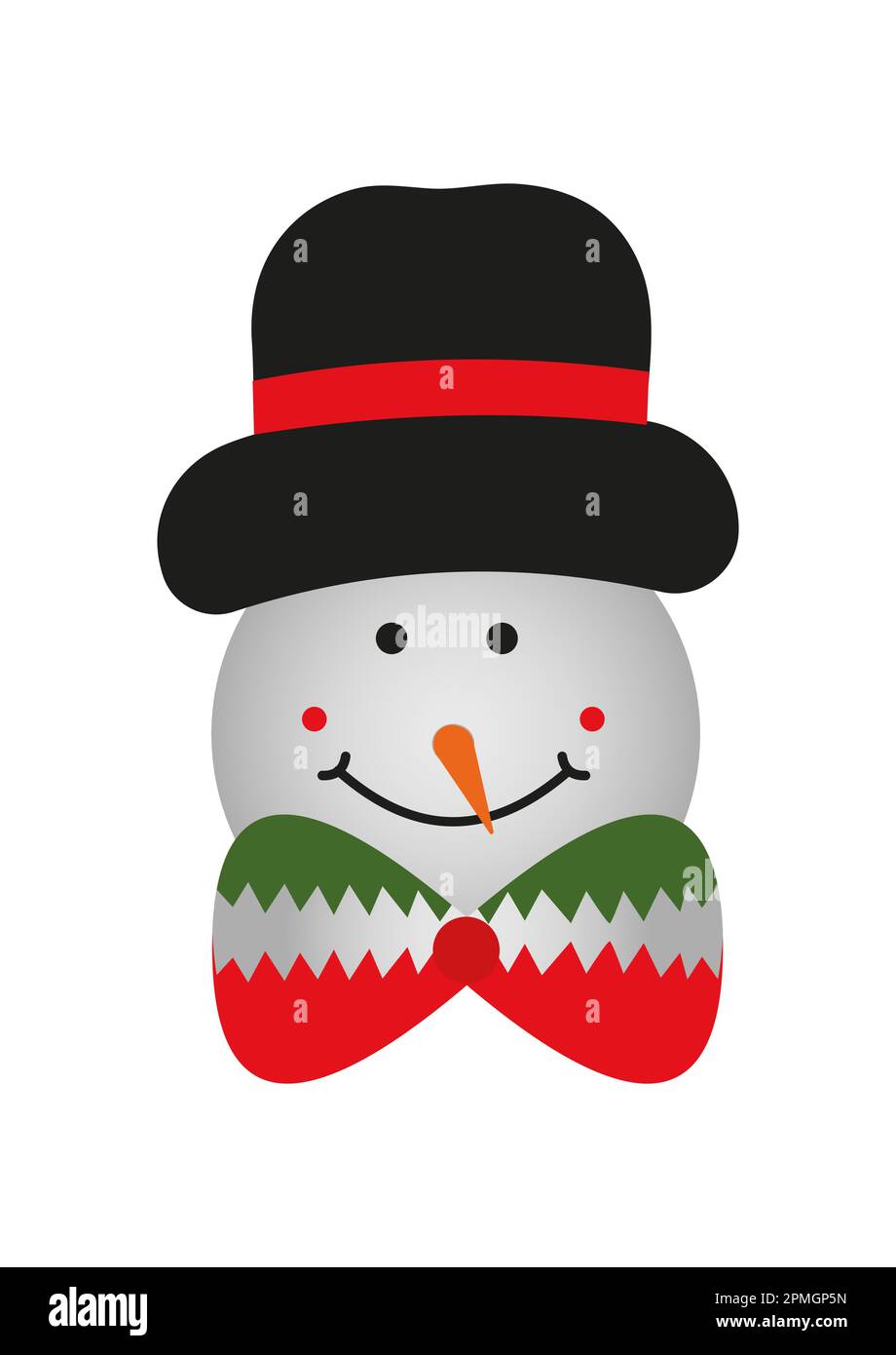 Snowman testa per decorazione su sfondo bianco vettore Illustrazione Vettoriale