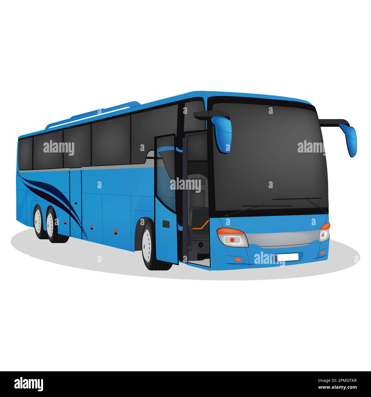 Trasporto Blu. Autobus turistico Illustrazione Vettoriale