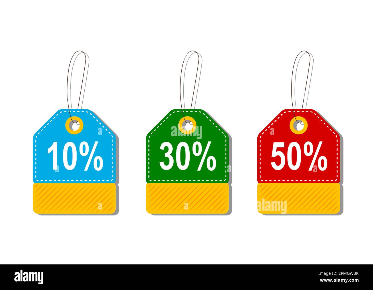 Illustrazione vettoriale delle etichette di sconto isolate su sfondo bianco Illustrazione Vettoriale