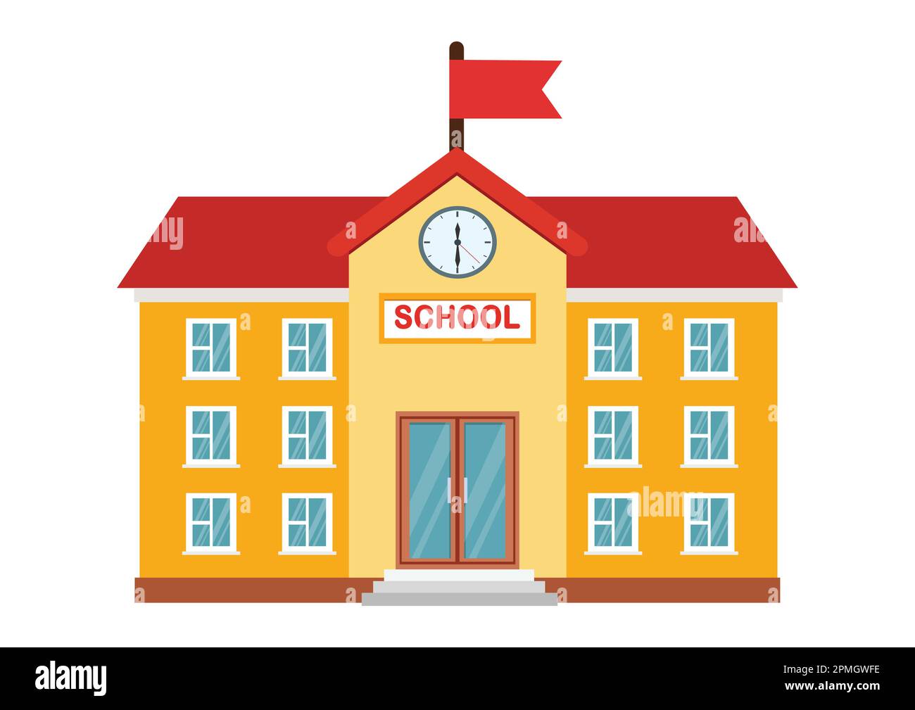 Illustrazione vettoriale dell'edificio della scuola superiore. Vector School Building Illustrazione Vettoriale