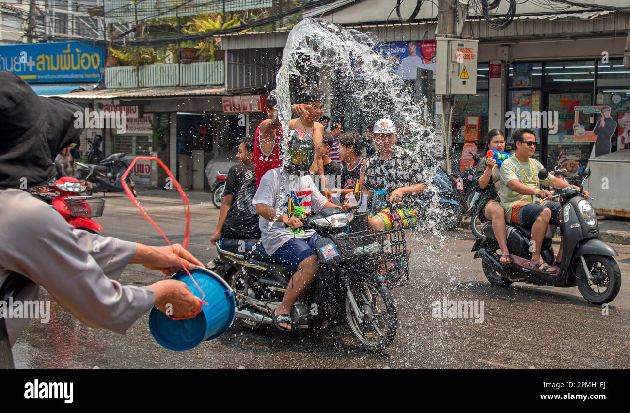 Songkran Water festival Chiang mai, Thailandia Foto Stock