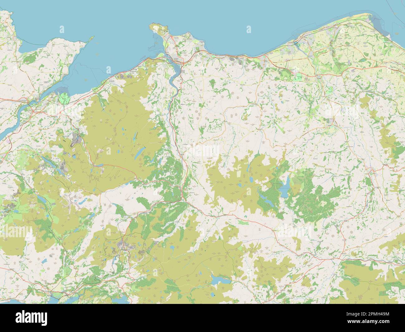 Conwy, regione del Galles - Gran Bretagna. Aprire la mappa stradale Foto Stock