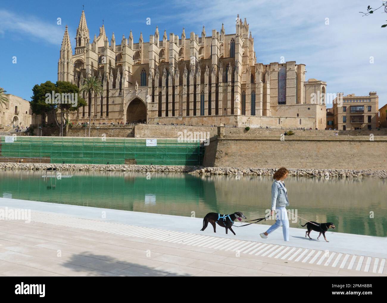 Palma di Maiorca, Spagna -30 marzo 2023. Vista sulla famosa attrazione turistica Cattedrale la Seu, Palma di Maiorca, simbolo della città, il più grande chu gotico Foto Stock