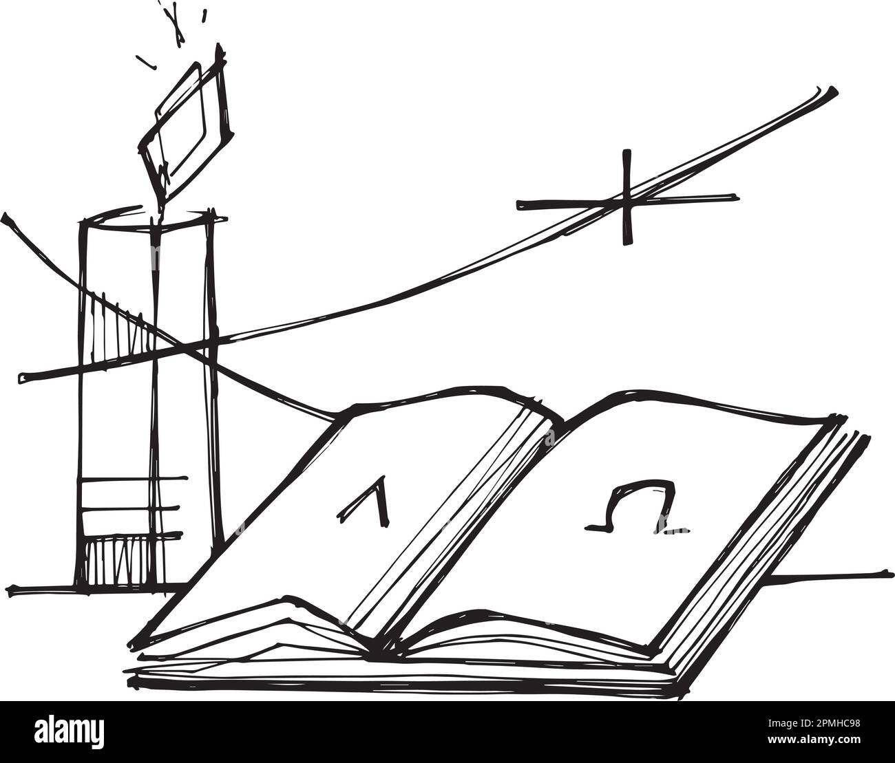 Illustrazione vettoriale disegnata a mano o disegno della bibbia Illustrazione Vettoriale