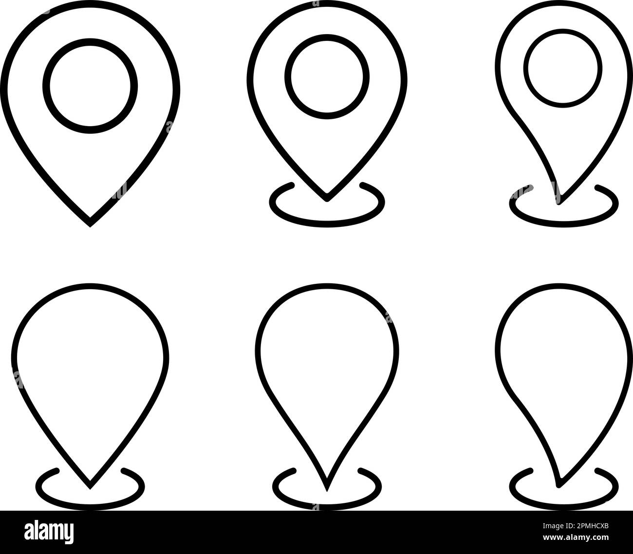 Set di icone lineari semplici di posizione pin come concetto di navigazione Illustrazione Vettoriale