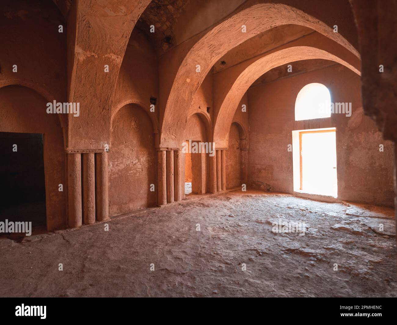 Interno del castello del deserto di Qasr al-Kharana, Giordania, Medio Oriente Foto Stock