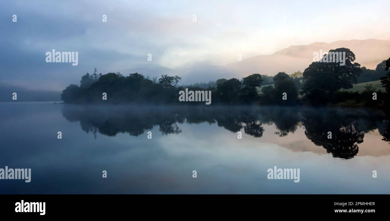 Luce mattutina, Ullswater, Lake District National Park, patrimonio dell'umanità dell'UNESCO, Cumbria, Inghilterra, Regno Unito, Europa Foto Stock