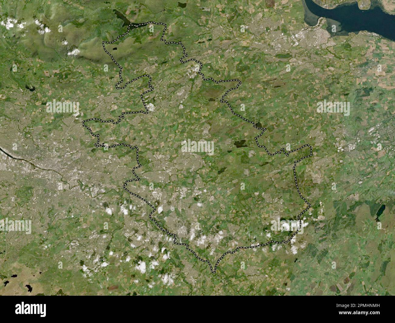 North Lanarkshire, regione della Scozia - Gran Bretagna. Mappa satellitare a bassa risoluzione Foto Stock