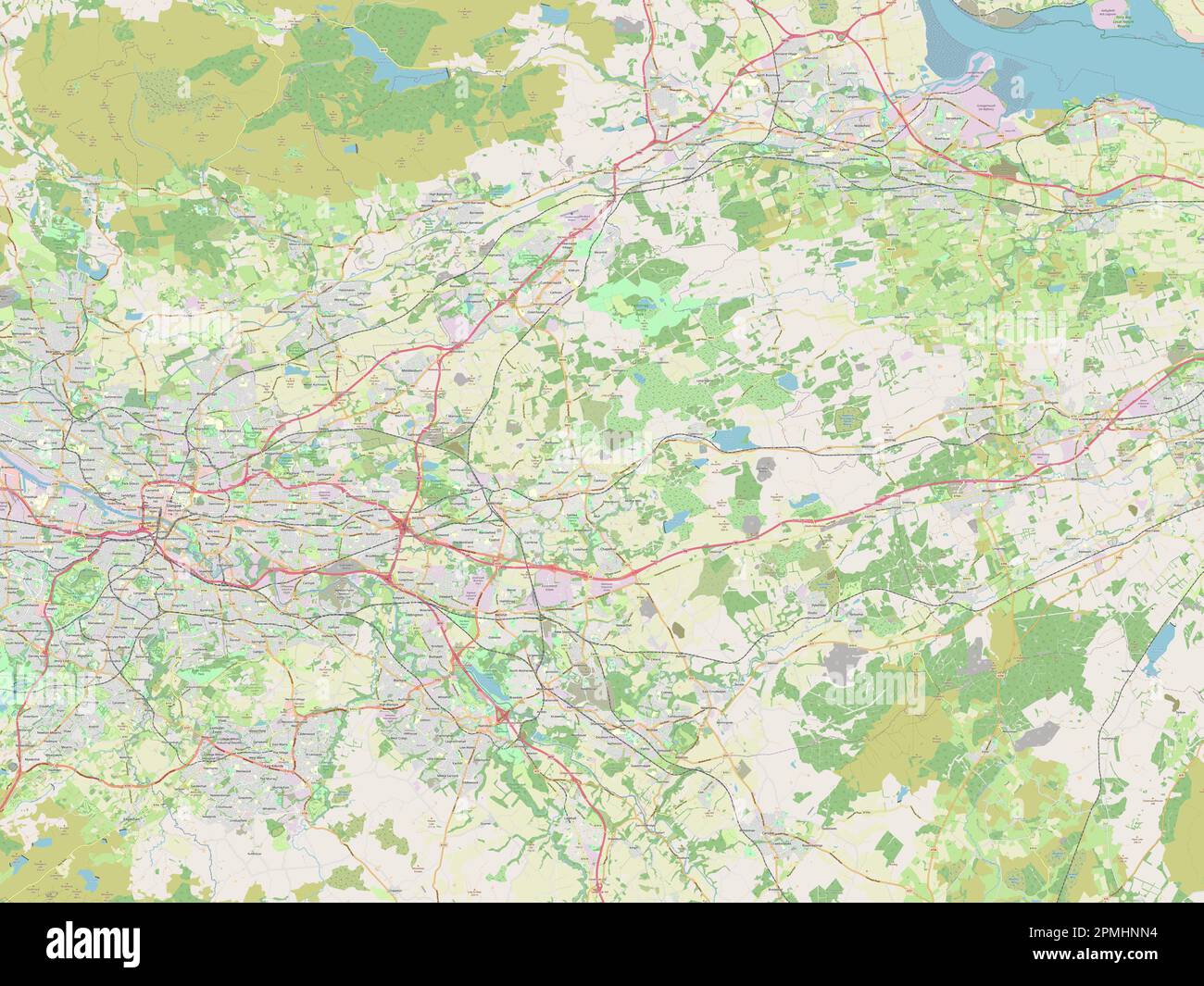 North Lanarkshire, regione della Scozia - Gran Bretagna. Aprire la mappa stradale Foto Stock
