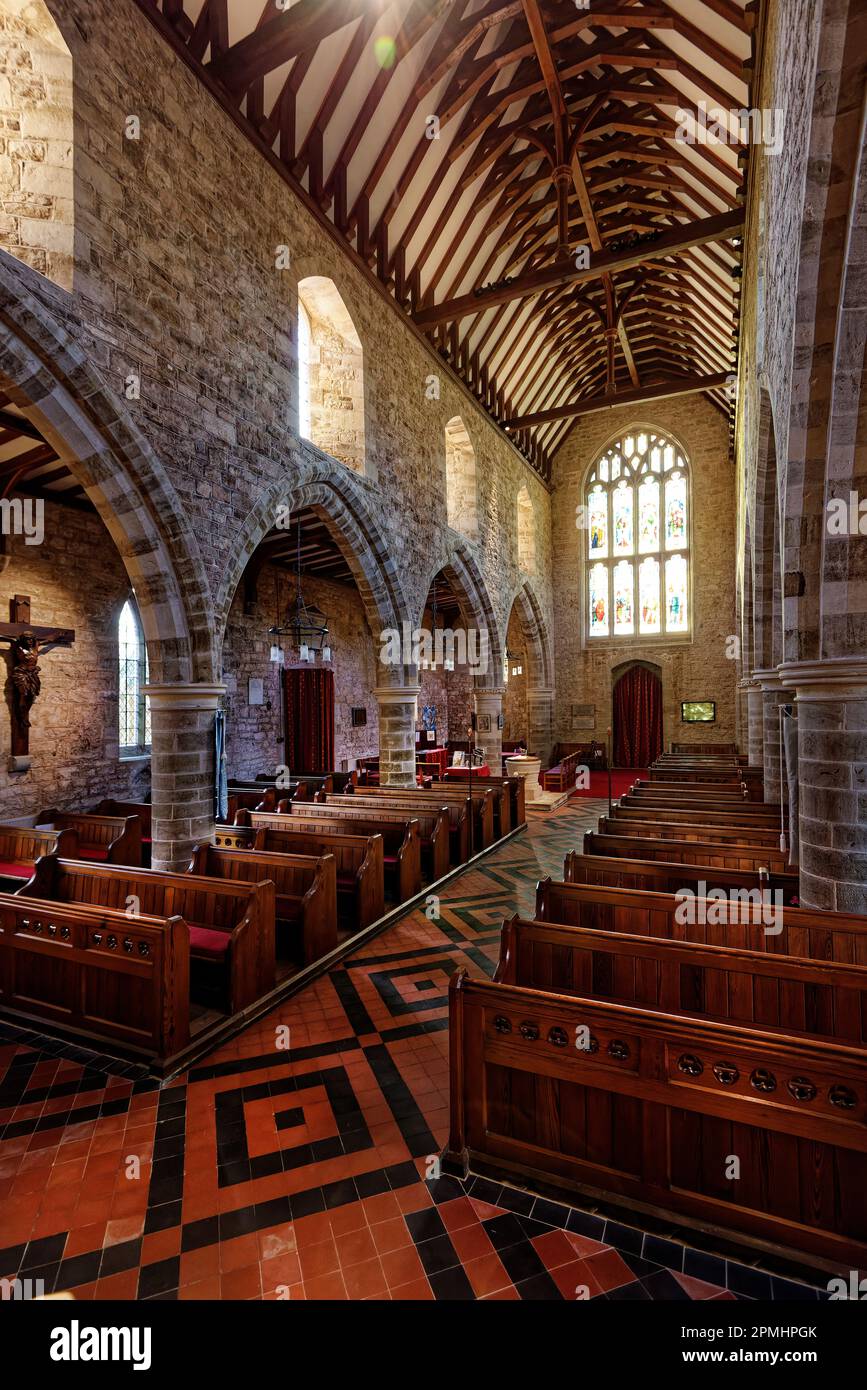 Uno dei monumenti più belli del MuchMarcle di St Bartholemew, risale al XIV secolo e si pensa sia di Sir Hugh Audley e di sua moglie Isotta. Foto Stock
