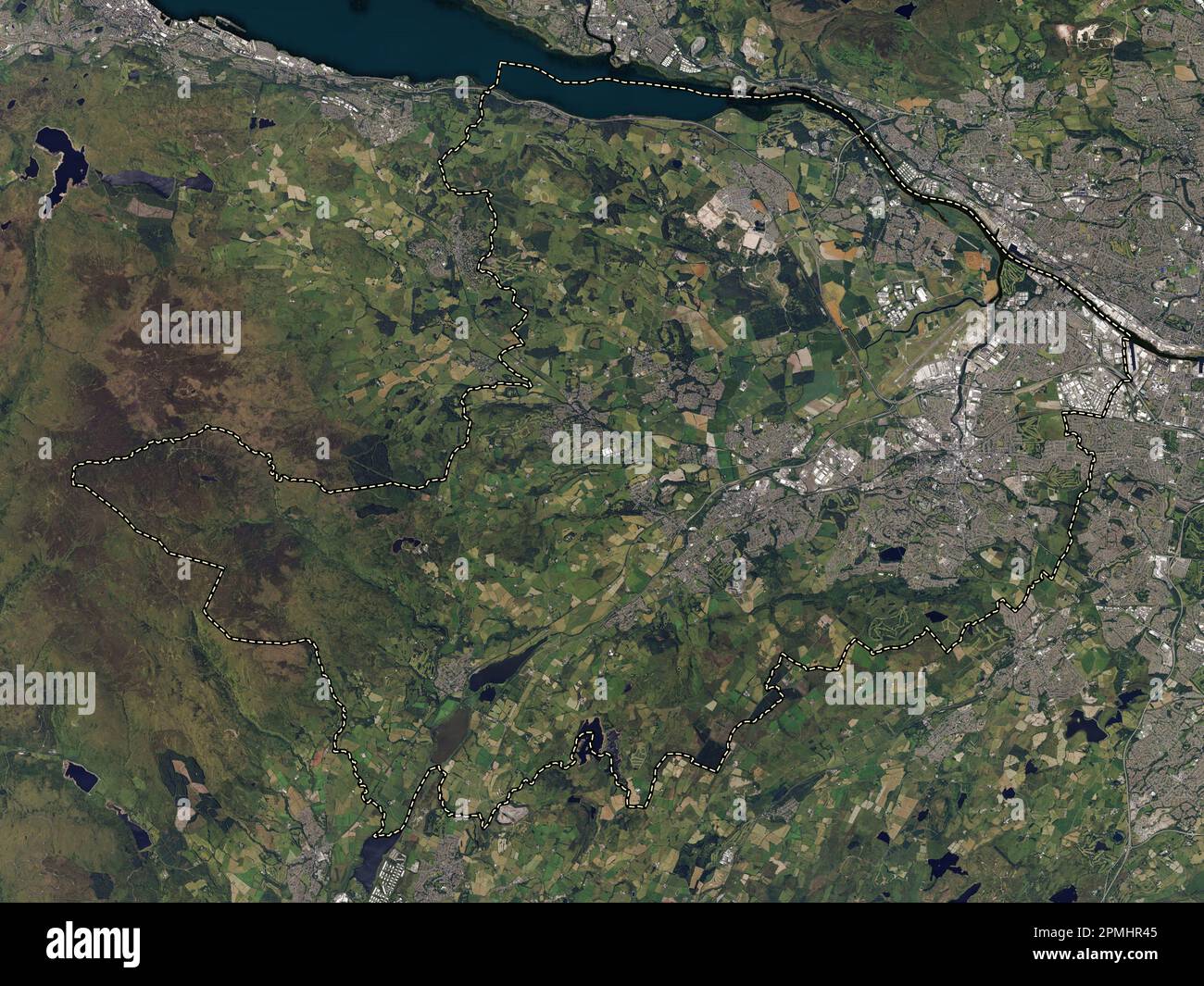 Renfrewshire, regione della Scozia - Gran Bretagna. Mappa satellitare ad alta risoluzione Foto Stock