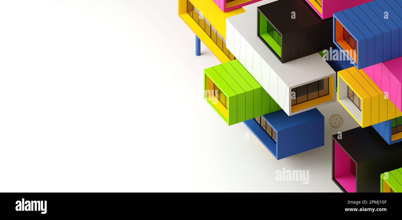 Layout del modello con contenitori modulari a colori Foto Stock