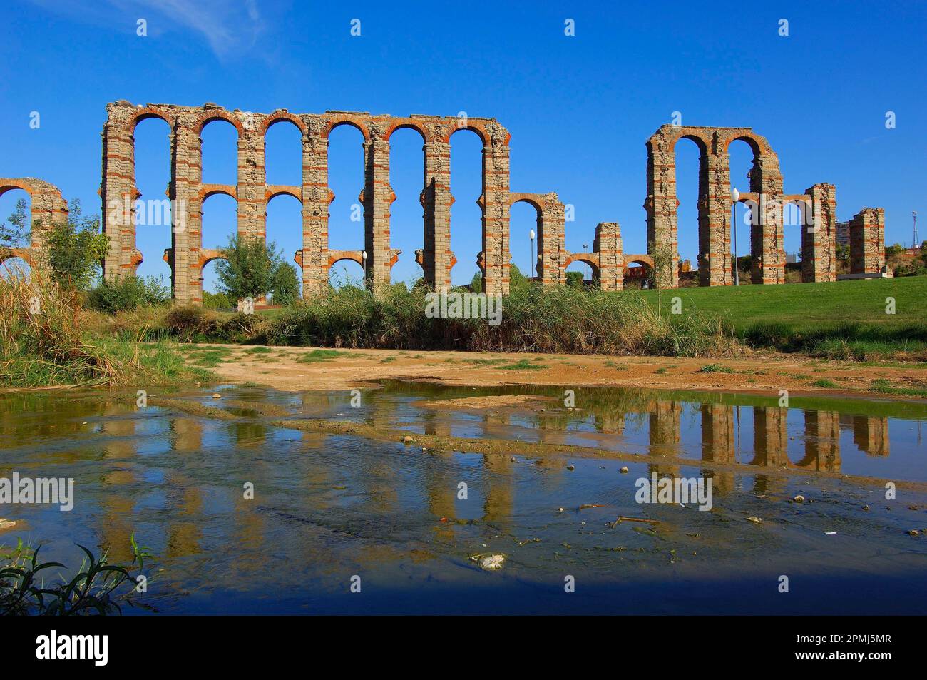 Merida, Acquedotto di Los Milagros, Acquedotto romano di Los Milagros, Acquedotto di Los Milagros, Emerita Augusta, sito patrimonio dell'umanità dell'UNESCO, Ruta de la Plata, Via Foto Stock