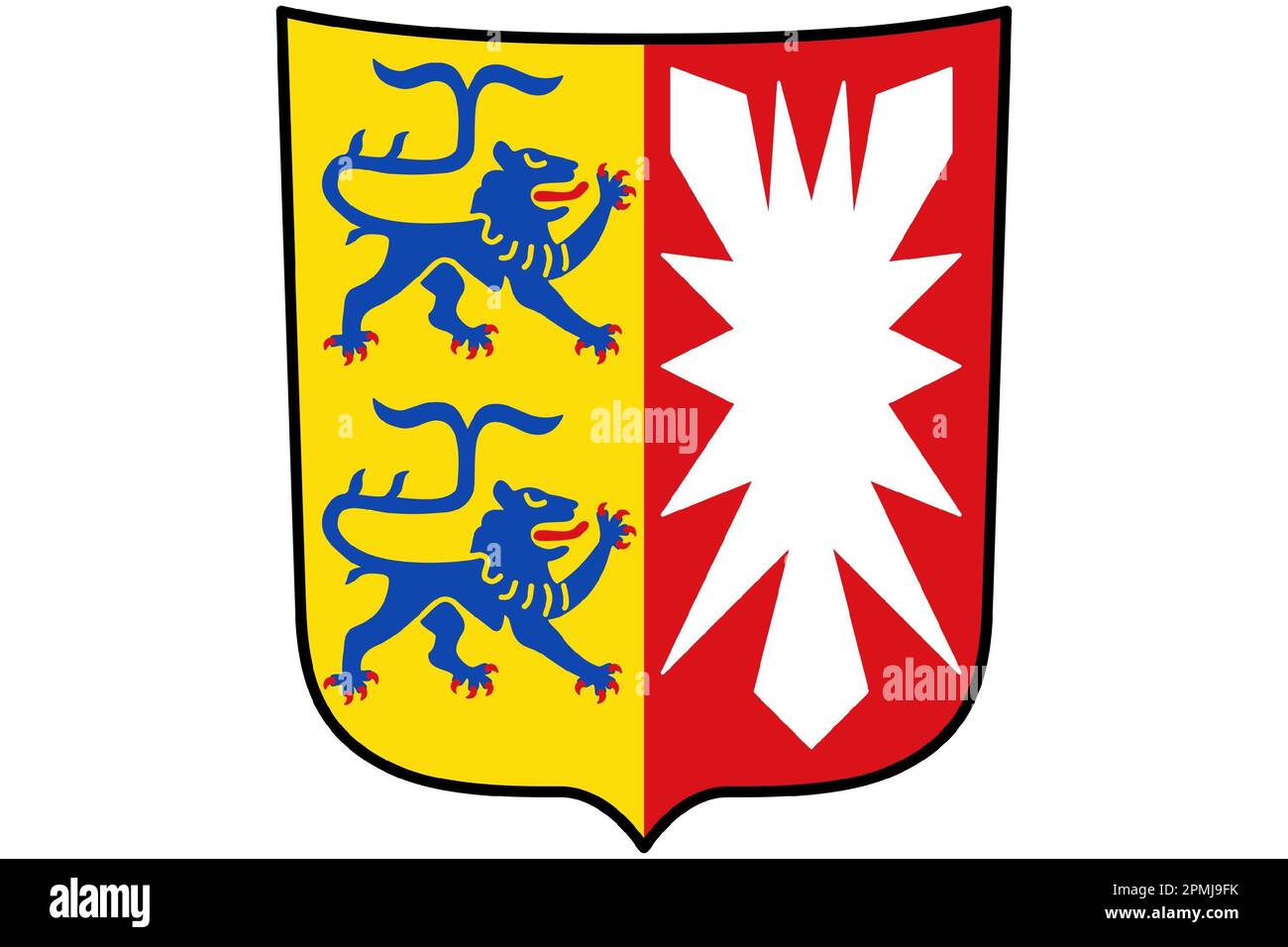 Il simbolo di stemma della Germania dichiara Schleswig-Holstein sullo sfondo bianco Foto Stock