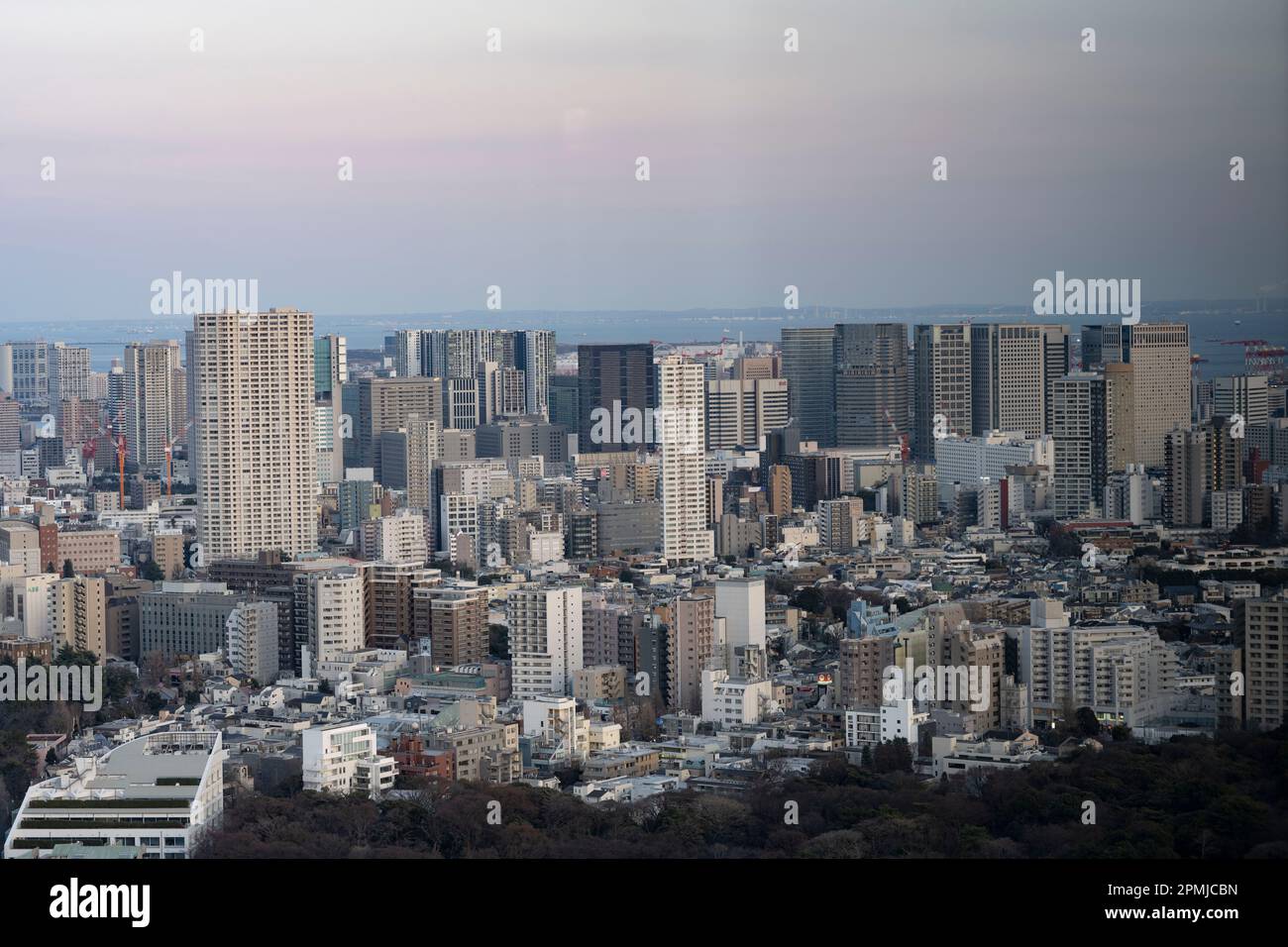 Tokyo, Giappone. 9th Feb, 2023. Lo skyline urbano paesaggio urbano al tramonto visto da Ebisu. La popolazione di Tokyo è di circa 13,9 milioni di persone, mentre l'area metropolitana è di circa 40 milioni di persone, il che la rende la città più popolosa del mondo. Si prevede che la popolazione di Tokyo continuerà a crescere nei prossimi anni, man mano che più persone si spostano in città in cerca di posti di lavoro e opportunità, nonostante il calo del tasso di natalità del Giappone. Il governo del Giappone temendo la scarsità di alloggi e la sovrappopolazione nella città, mentre le aree rurali si trovano ad affrontare una demografia in calo, sta offrendo incentivi per un milione di yen a. Foto Stock