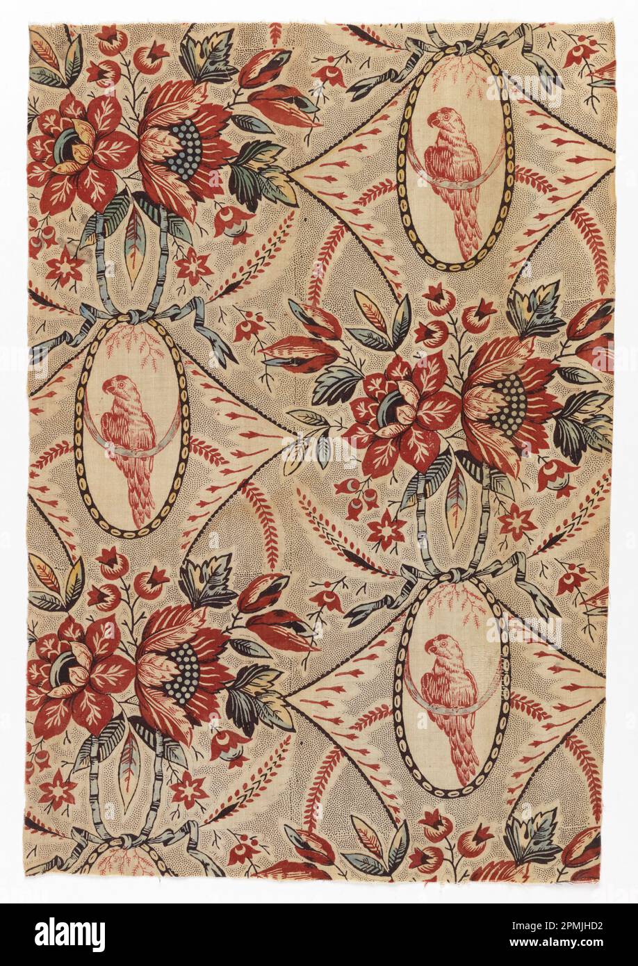 Frammento (Francia); ordito di lino, trama di cotone; ordito x trama: 60,5 x 42 cm (23 13/16 x 16 9/16 pollici) Ripetere H (mezza goccia): 37,5 cm (14 3/4 in.) Foto Stock