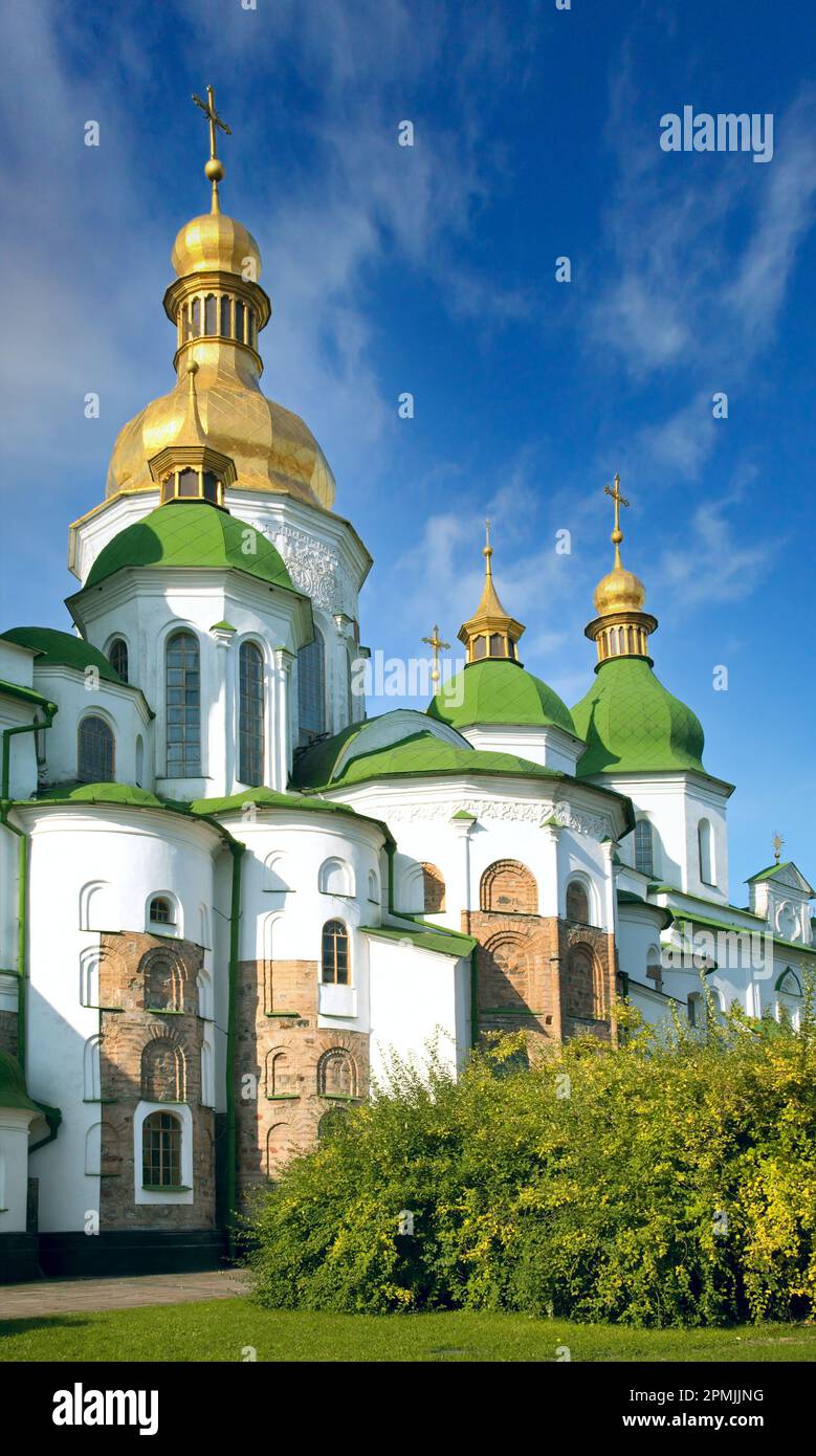 Mattina Santa Sophia Cathedral chiesa edificio vista. Centro di Kiev, Ucraina. Foto Stock