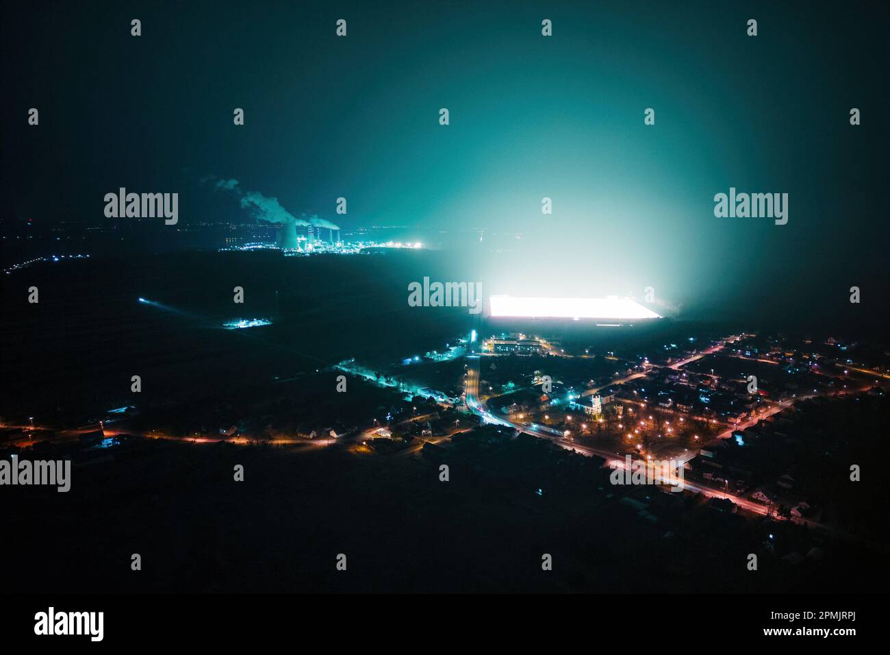 Serre di notte, paesaggio aereo Foto Stock