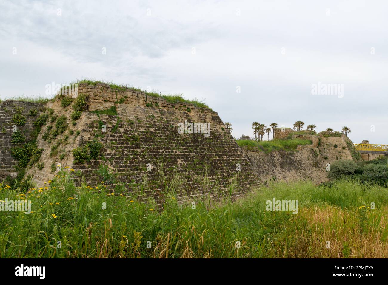 Mura della fortezza medievale a Cesarea, Israele Foto Stock