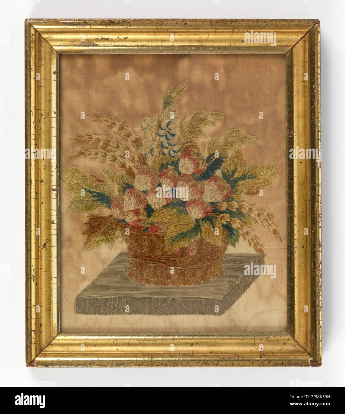 Immagine ricamata (USA); ricamo in seta su fondamenta in seta con fodera in lino; telaio a x L: 33 x 27,9 cm (13 x 11 pollici) Foto Stock