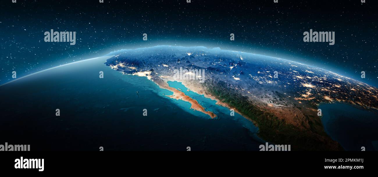 America giorno e notte. Elementi di questa immagine forniti dalla NASA. rendering 3d Foto Stock