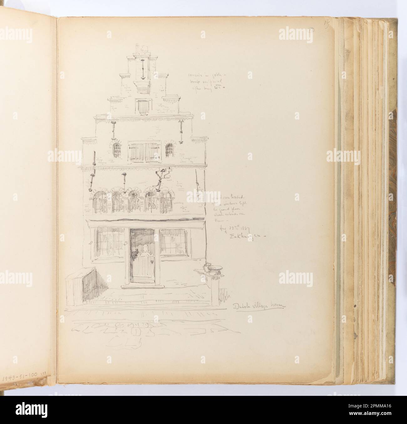 Album Page, Dutch Village House, Enkhuizen; Whitney Warren Jr. (Americano, 1864–1943); Paesi Bassi; grafite su cartone cremoso con punta in tessuto; 31,7 x 23,8 cm (12 1/2 x 9 3/8 in.), irregolare Foto Stock