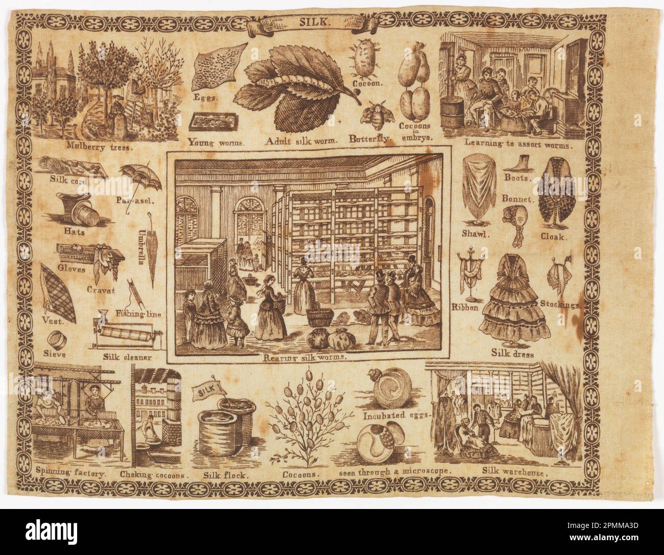 Fazzoletto, Seta; Inghilterra; cotone; Warp: 21cm. (8 1/4 poll. ) per trama (cimossa a destra) 28cm (11in.) Foto Stock