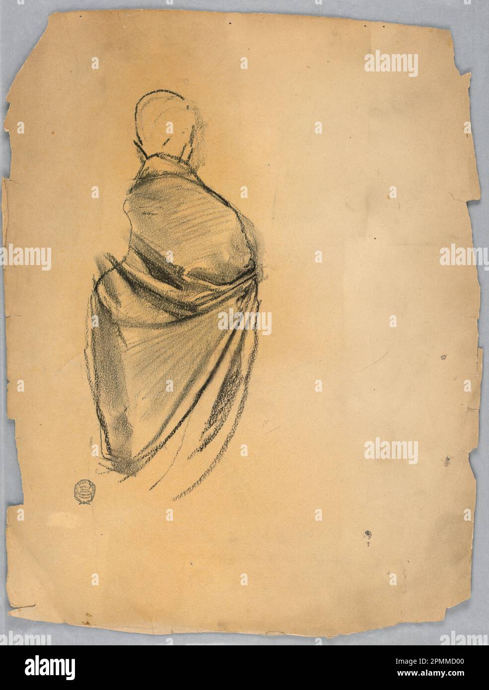 Disegno, Figura con drappeggio; Francis Augustus Lathrop (americano, 1849 - 1909); USA; gesso nero su carta; 46,5 x 35,7 cm (18 5/16 x 14 1/16 poll.); 1914-38-251 Foto Stock