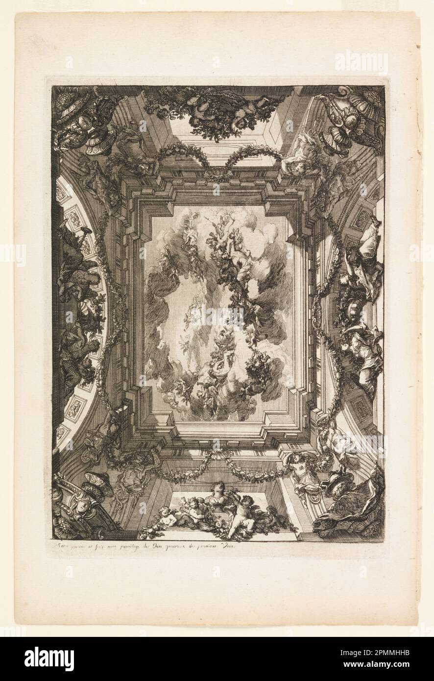 Print, plate in Nouveaux livres de peintures de salles et d’escaliers (nuovi libri su dipinti per sale e scale); progettato da Daniel Marot (francese, attivo nei Paesi Bassi e in Inghilterra, 1661–1752); Paesi Bassi; incisione e incisione su carta bianca; foglio: 35 x 23,5 cm (13 3/4 x 9 1/4 in.) Platemark: 27,7 x 20,1 cm (10 7/8 x 7 15/16 pollici) Foto Stock Print, plate in Nouveaux livres de peintures de salles et d’escaliers (nuovi libri su dipinti per sale e scale); progettato da Daniel Marot (francese, attivo nei Paesi Bassi e in Inghilterra, 1661–1752); Paesi Bassi; incisione e incisione su carta bianca; foglio: 35 x 23,5 cm (13 3/4 x 9 1/4 in.) Platemark: 27,7 x 20,1 cm (10 7/8 x 7 15/16 pollici) Foto Stock