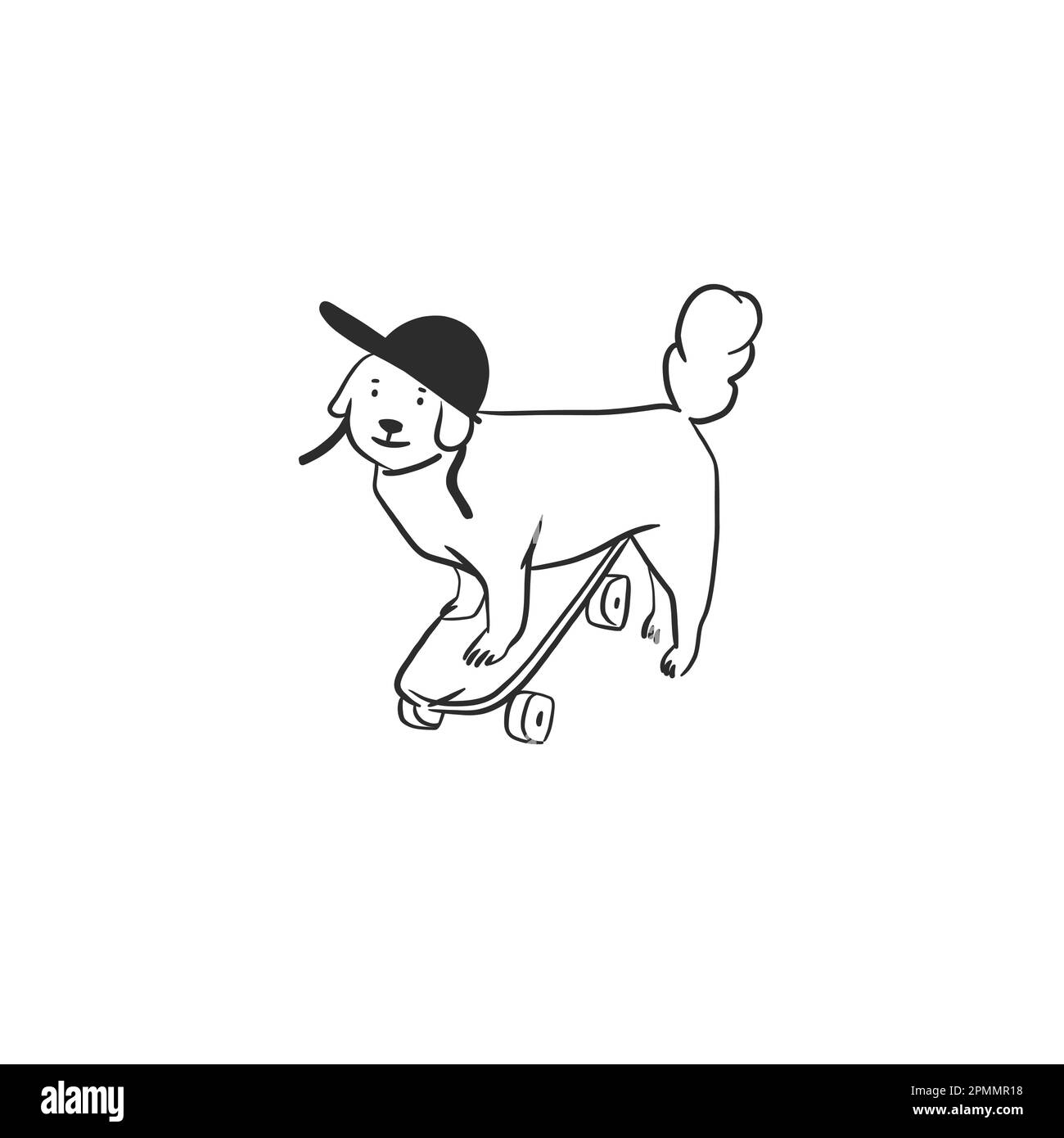 Disegno a mano vettore astratto grafica linea di raccolta d'arte con diversi simpatici divertenti cartoni animati cani characters.Vector illustrazione di divertente cartone animato diverso Illustrazione Vettoriale