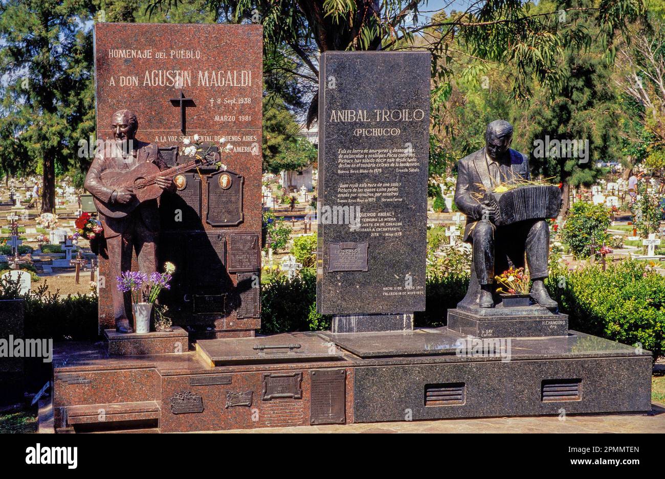 Argentina, Buenos Aires - Cemetary Chacarita è un sito dove molti musicisti famosi hanno la loro tomba. Foto Stock