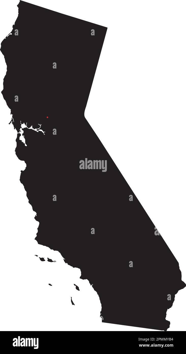 Mappa della Silhouette californiana molto dettagliata. Illustrazione Vettoriale