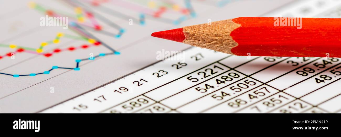 finanza, economia aziendale con grafico e dati Foto Stock