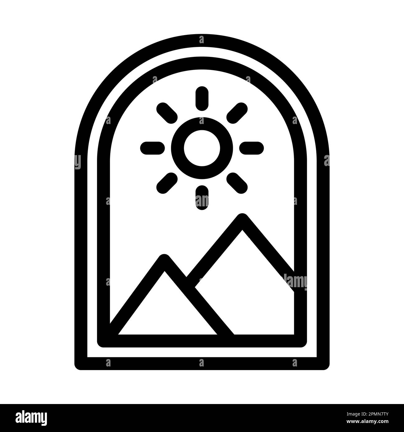 Icona linea spessa vettore Vista montagna per uso personale e commerciale. Foto Stock