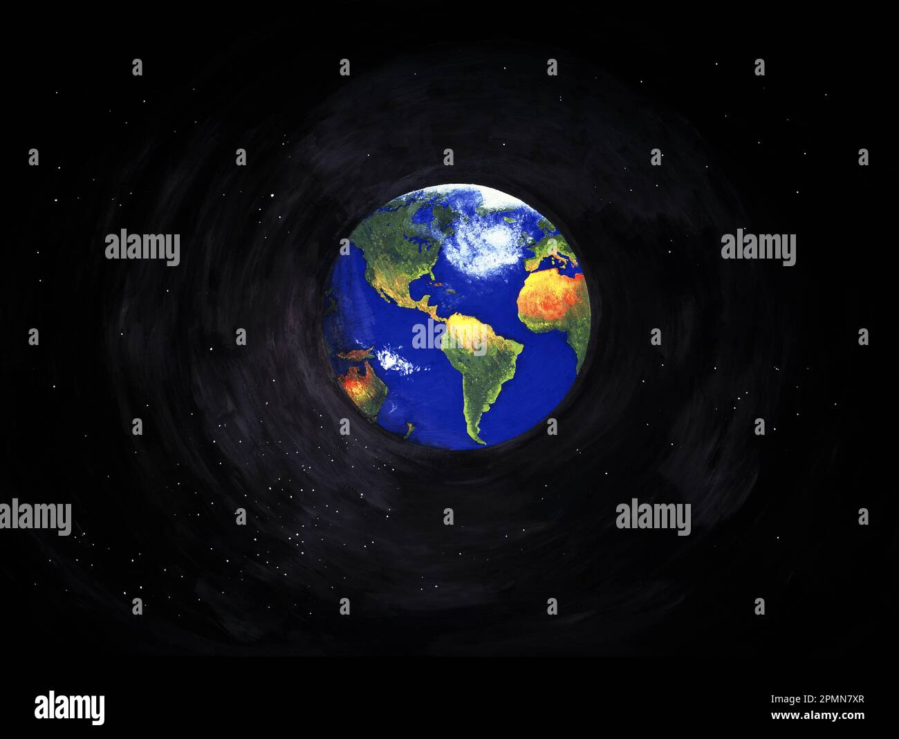 Grafica. Pittura di tutta la Terra dallo spazio. Foto Stock