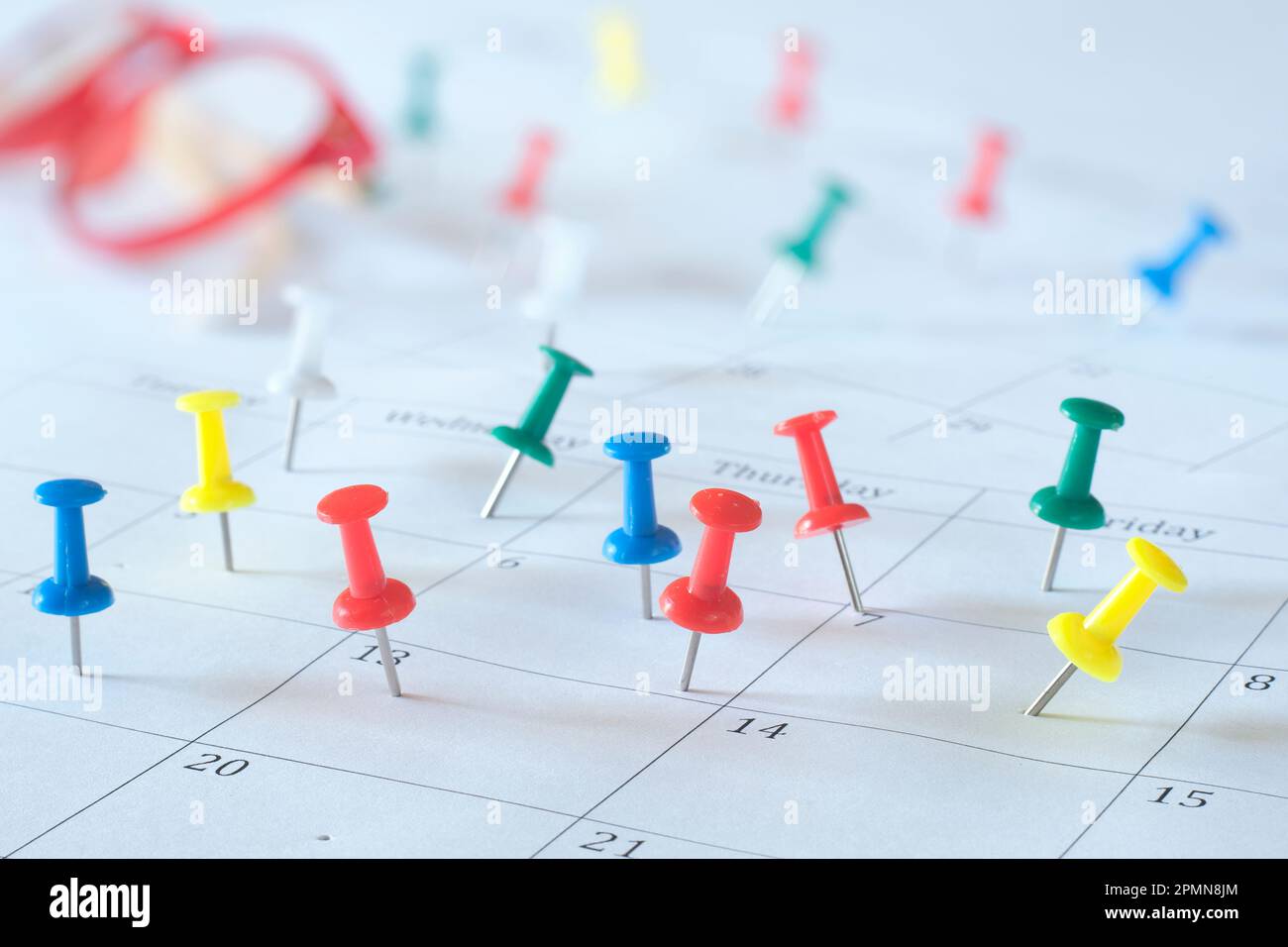 Calendario con appuntamenti di lavoro, focus selettivo Foto Stock