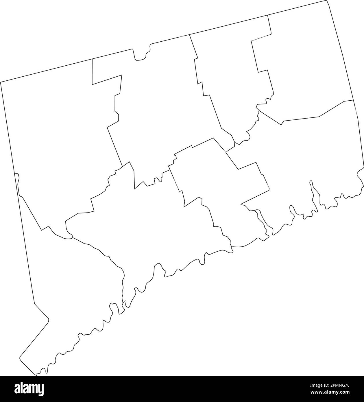 Mappa ad alta dettaglio del Connecticut. Illustrazione Vettoriale